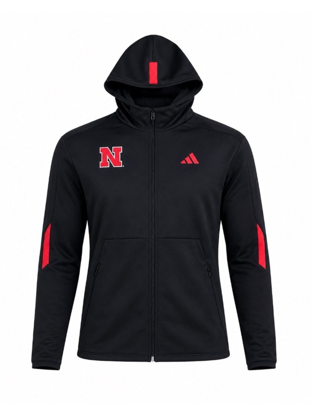 adidas Nebraska Cornhuskers Player Travel Z.N.E. Jacket Hoodie Black Women's XL